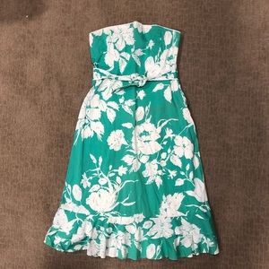 Strapless floral Anthropologie dress